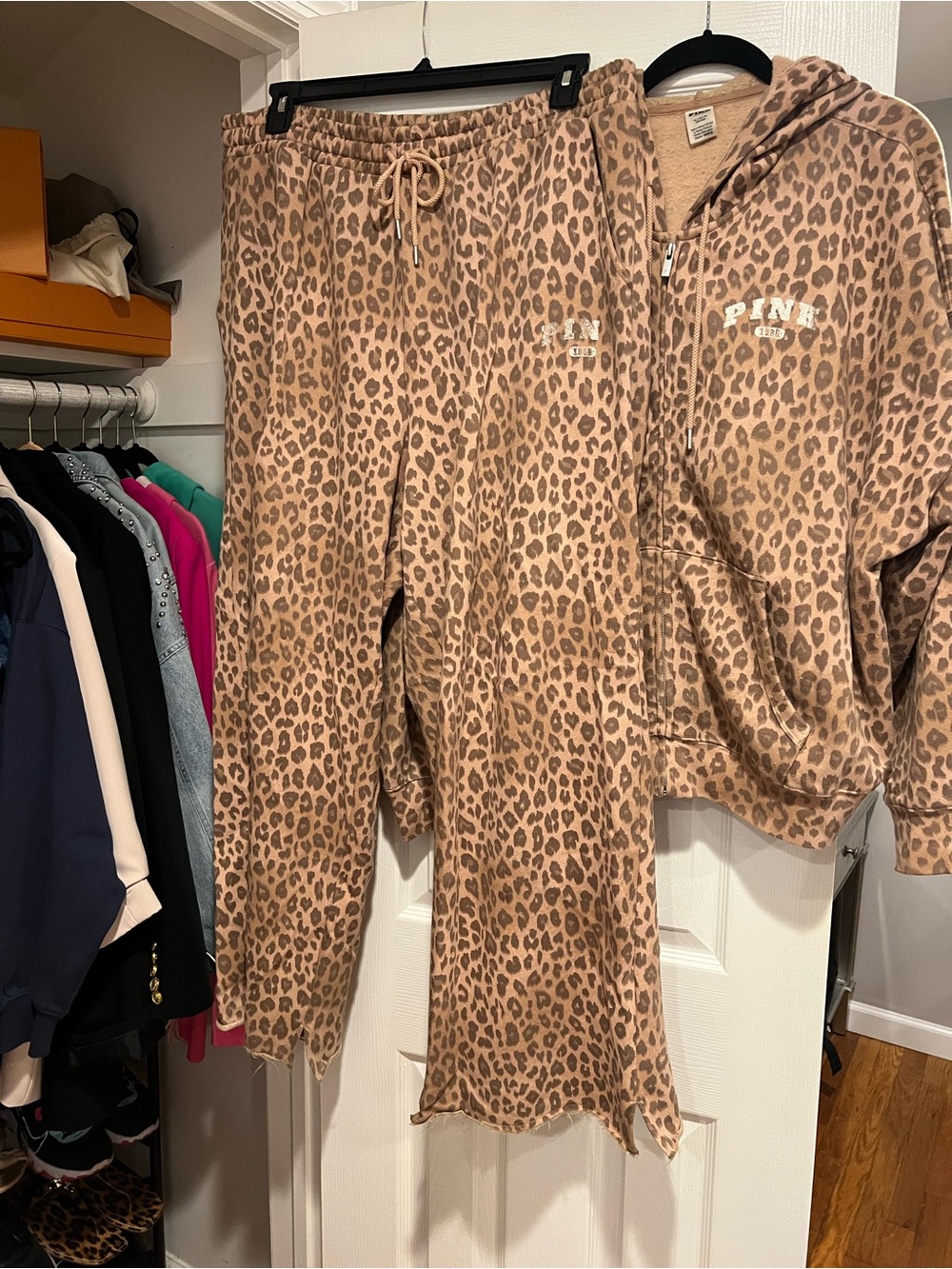 PINK Victoria's Secret Tan Leopard-Print Set